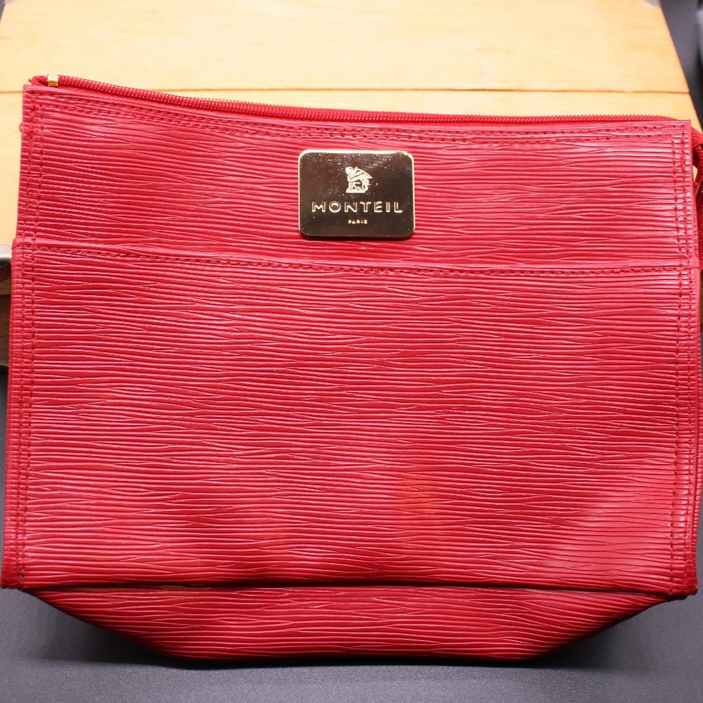 Monteil Paris Red Epi Embossed Makeup Bag Wristlet